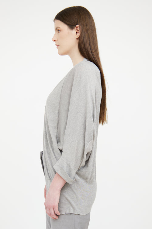 Brunello Cucinelli Grey Dolman Half Sleeve Cardigan