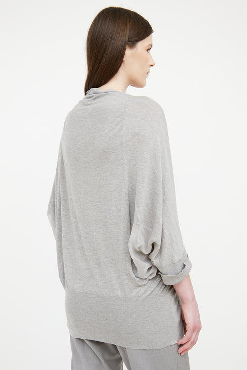 Brunello Cucinelli Grey Dolman Half Sleeve Cardigan