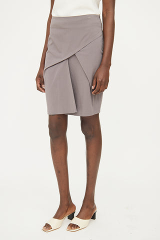 Grey Gathered Pencil Skirt Brunello Cucinelli