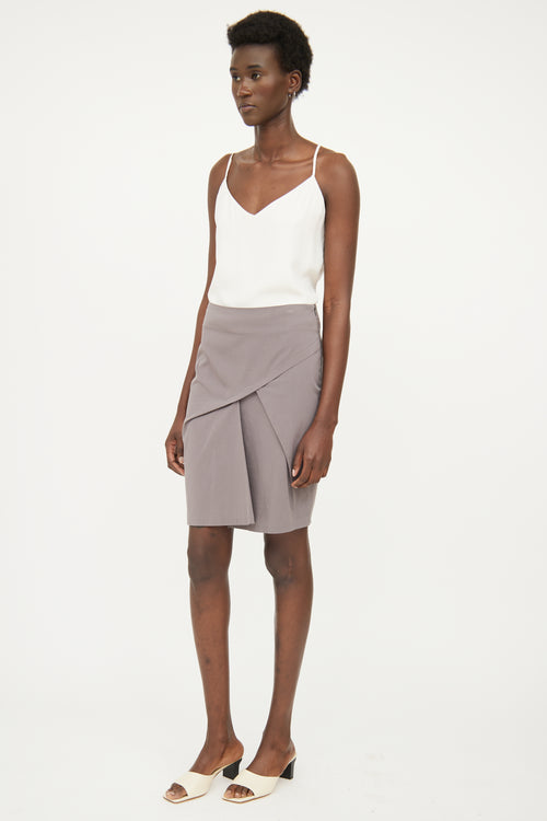 Grey Gathered Pencil Skirt Brunello Cucinelli