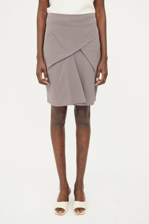 Grey Gathered Pencil Skirt Brunello Cucinelli