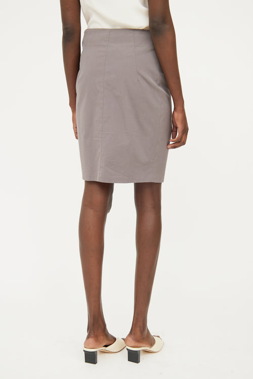 Grey Gathered Pencil Skirt Brunello Cucinelli