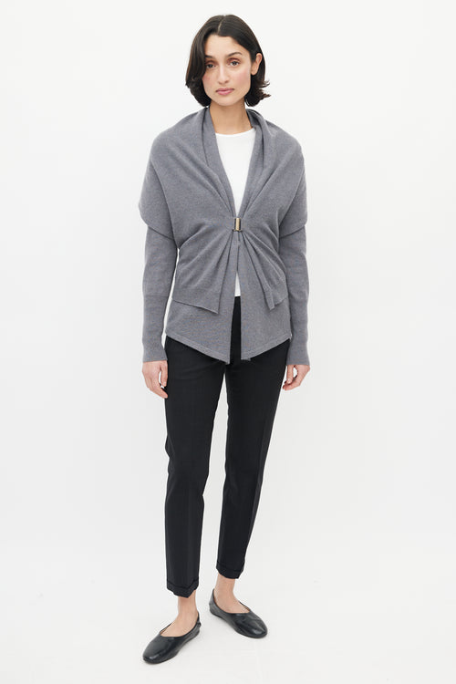 Brunello Cucinelli Grey Knit Cashmere Cardigan