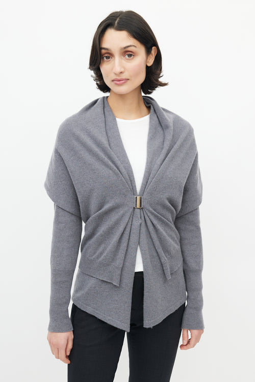 Brunello Cucinelli Grey Knit Cashmere Cardigan