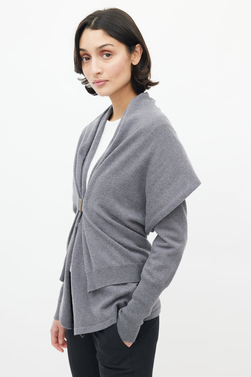 Brunello Cucinelli Grey Knit Cashmere Cardigan