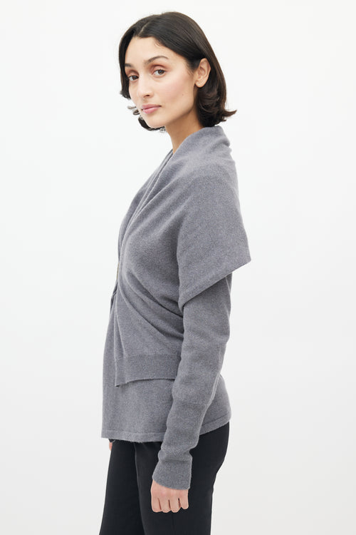 Brunello Cucinelli Grey Knit Cashmere Cardigan