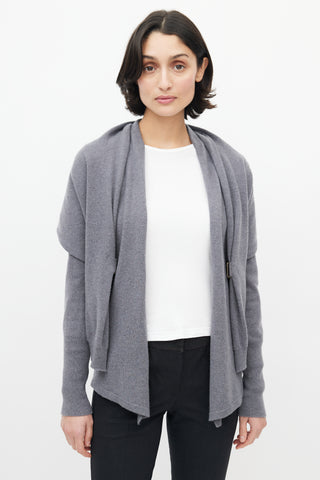 Brunello Cucinelli Grey Knit Cashmere Cardigan