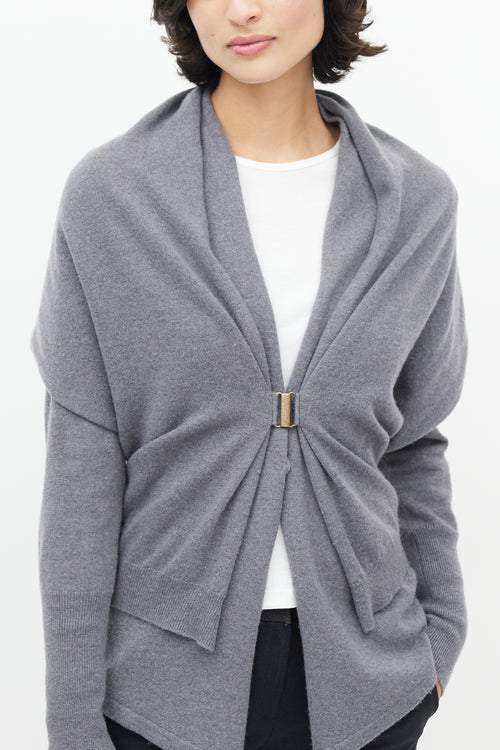 Brunello Cucinelli Grey Knit Cashmere Cardigan