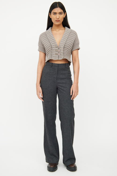 Brunello Cucinelli Grey Knit Crop Sweater