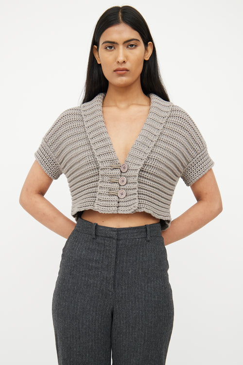 Brunello Cucinelli Grey Knit Crop Sweater