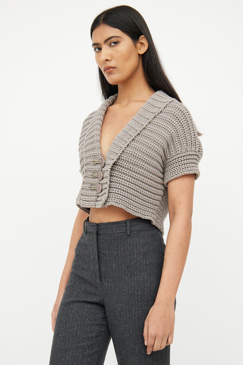 Brunello Cucinelli Grey Knit Crop Sweater