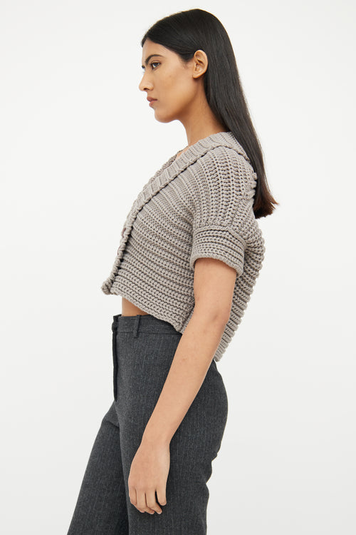 Brunello Cucinelli Grey Knit Crop Sweater