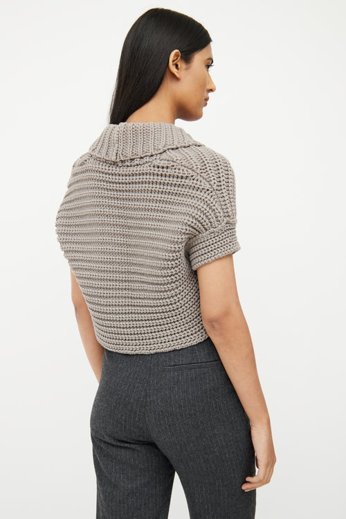 Brunello Cucinelli Grey Knit Crop Sweater