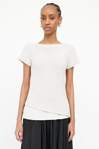 Brunello Cucinelli Knit 
Silk Short Sleeve Top