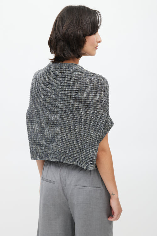 Brunello Cucinelli Grey Linen Sequin Knit Top