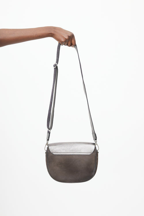 Brunello Cucinelli Grey Metallic Leather Bag