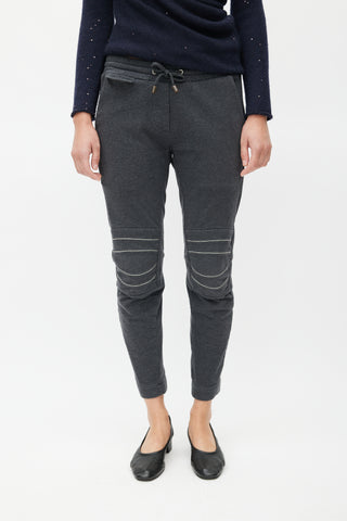 Brunello Cucinelli Grey Monili Knee Trim Sweatpant