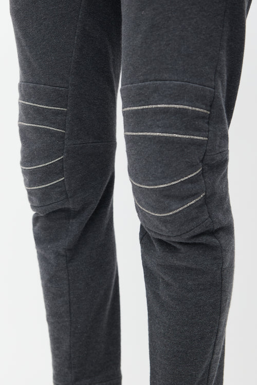 Brunello Cucinelli Grey Monili Knee Trim Sweatpant