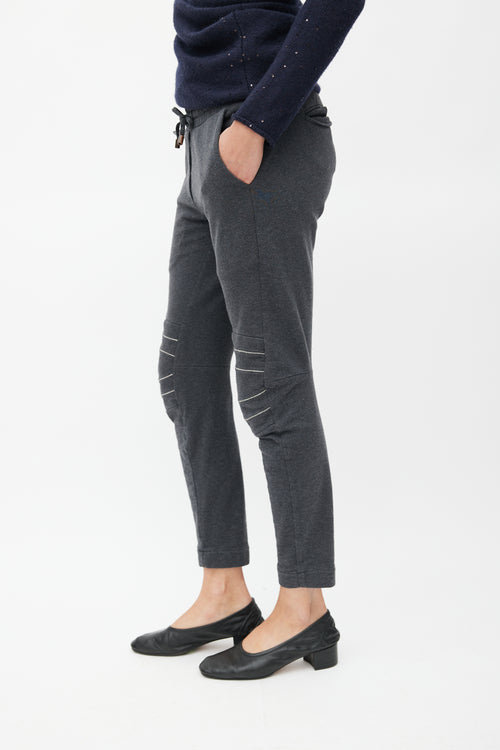 Brunello Cucinelli Grey Monili Knee Trim Sweatpant