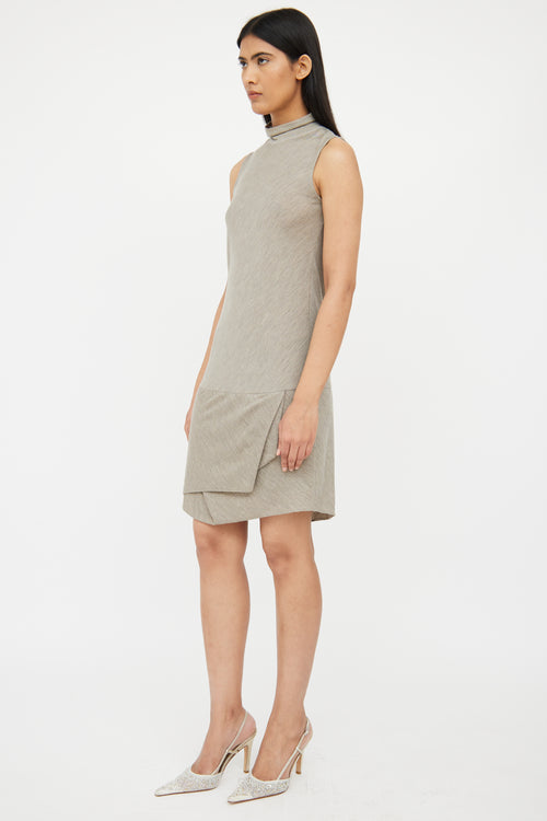 Brunello Cucinelli Grey Wool Blend Monili Dress