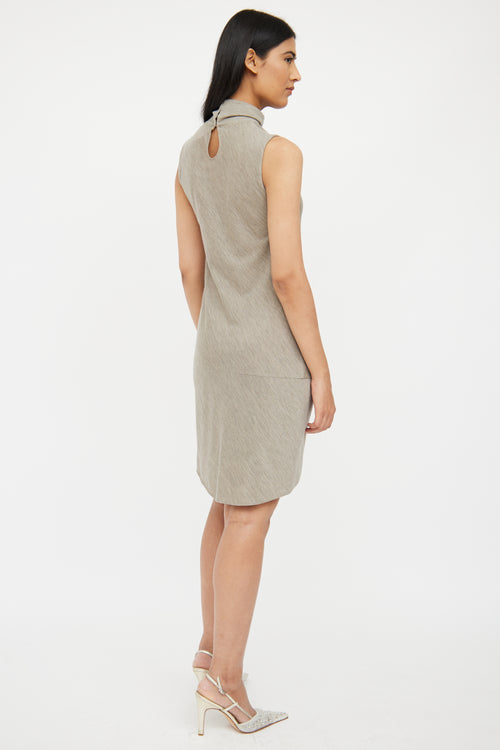 Brunello Cucinelli Grey Wool Blend Monili Dress