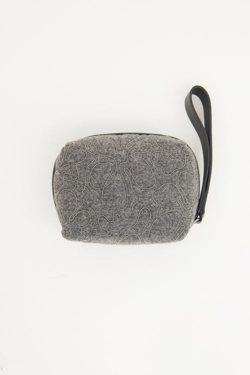 Brunello Cucinelli Grey Monili Zip Pouch