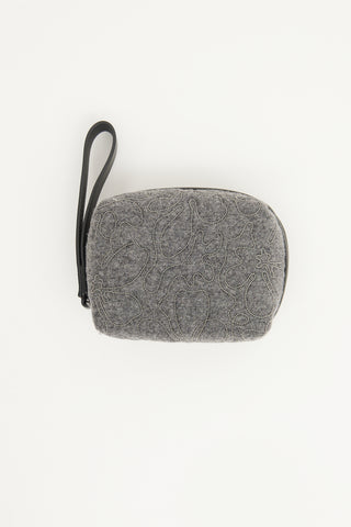 Brunello Cucinelli Grey Monili Zip Pouch