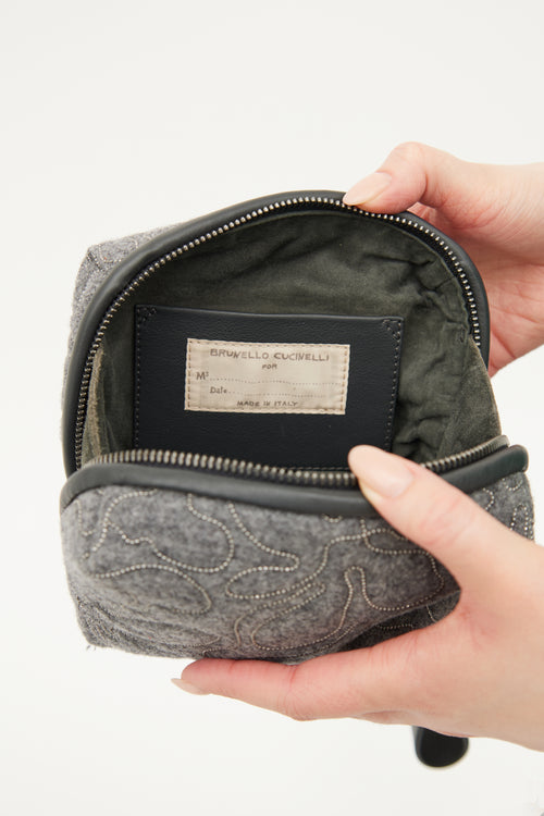 Brunello Cucinelli Grey Monili Zip Pouch