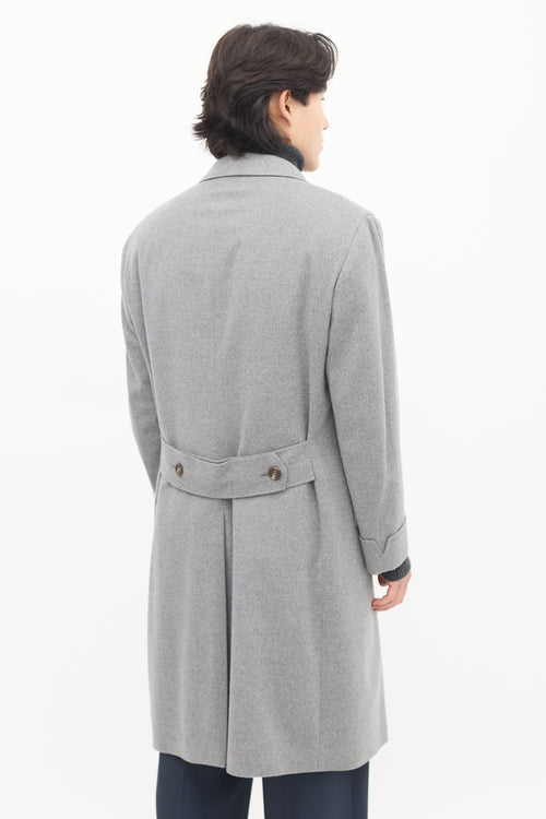 Brunello Cucinelli Grey 
Navy Wool Detachable Vest Coat