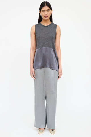 Brunello Cucinelli Grey Satin Panel Top