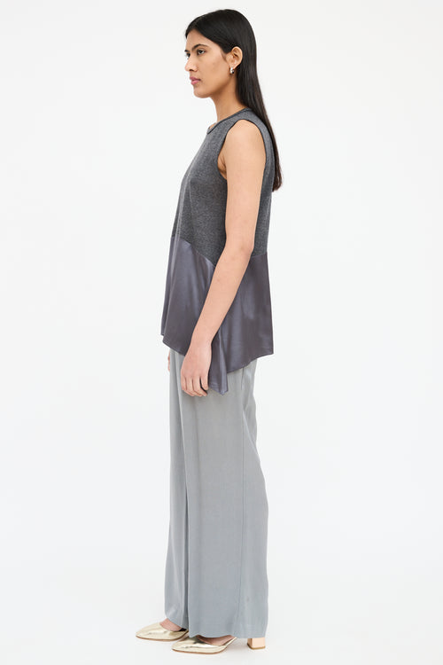 Brunello Cucinelli Grey Satin Panel Top