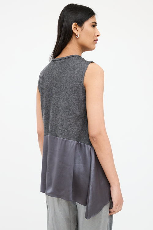 Brunello Cucinelli Grey Satin Panel Top