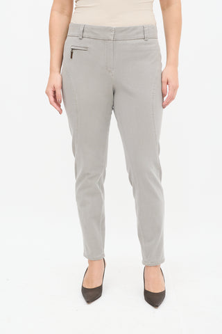 Brunello Cucinelli Grey Panelled Slim Trouser