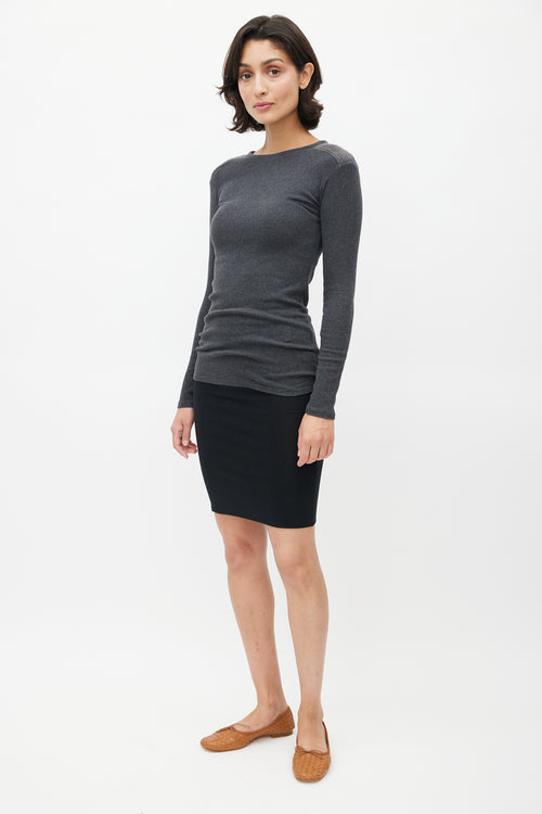 Brunello Cucinelli Grey Pleated Monili Trim Sweater