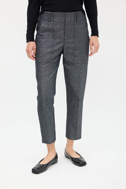 Brunello Cucinelli Grey Shimmer Cropped Trouser