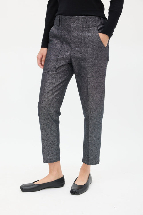 Brunello Cucinelli Grey Shimmer Cropped Trouser