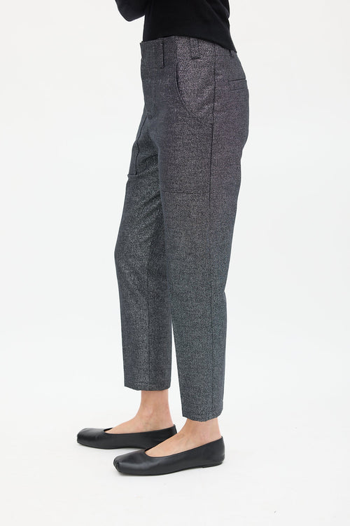 Brunello Cucinelli Grey Shimmer Cropped Trouser