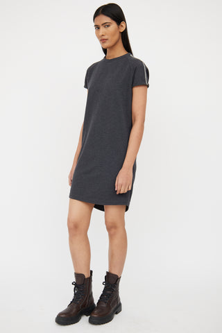 Brunello Cucinelli Dark Grey Monili T-Shirt Dress