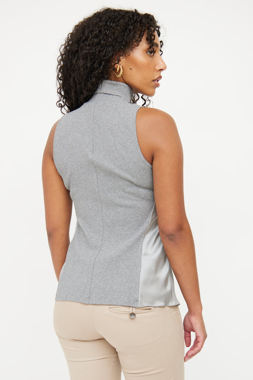 Brunello Cucinelli Grey Silk Sleeveless Top