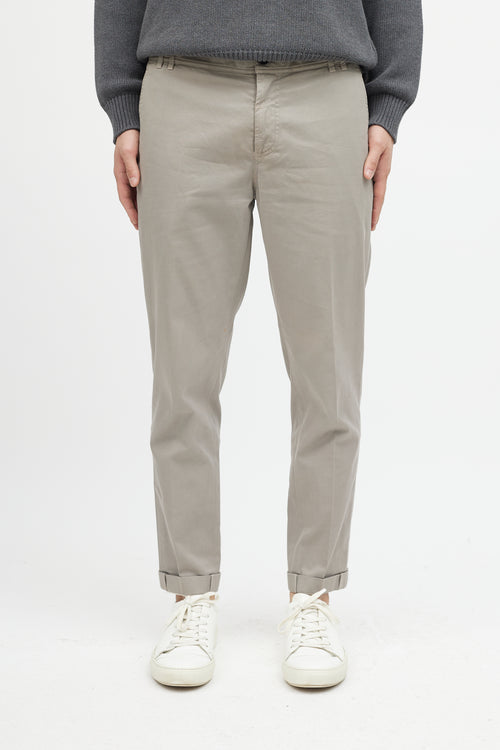 Brunello Cucinelli Grey Slim Cuffed Trouser