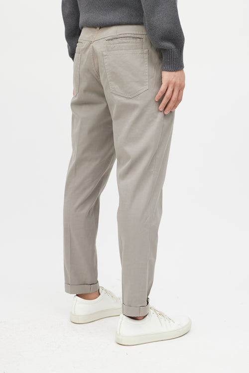 Brunello Cucinelli Grey Slim Cuffed Trouser