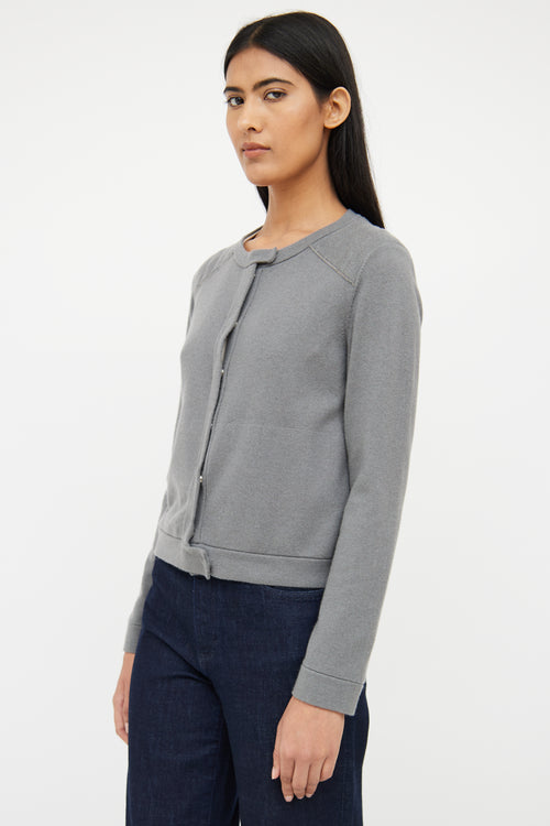 Brunello Cucinelli Grey Cashmere Monili Cardigan