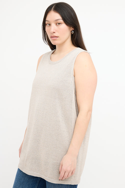 Brunello Cucinelli Grey Sparkly Knit Layered Tank Top