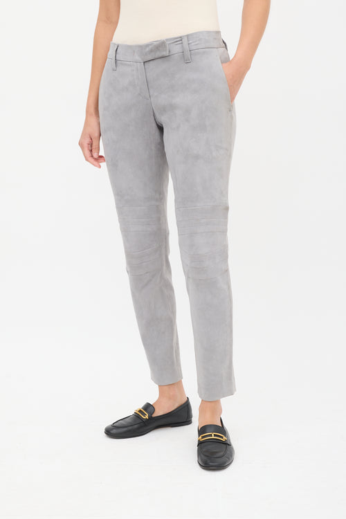 Brunello Cucinelli Grey Suede Panelled Pant