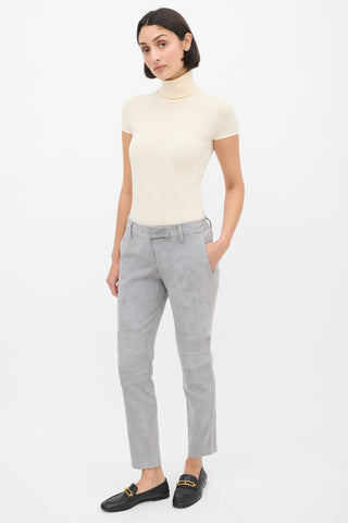 Brunello Cucinelli Grey Suede Panelled Pant