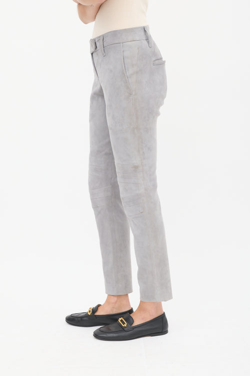 Brunello Cucinelli Grey Suede Panelled Pant