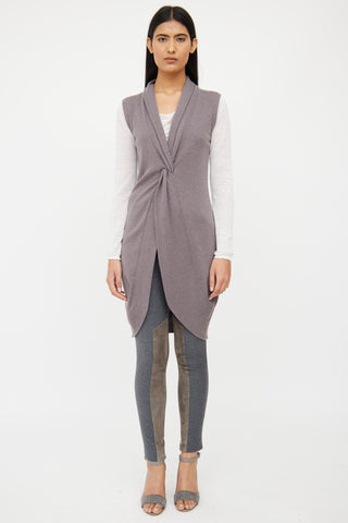 Brunello Cucinelli Grey Cashmere Knit Top