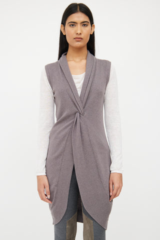 Brunello Cucinelli Grey Cashmere Knit Top