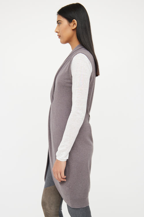 Brunello Cucinelli Grey Cashmere Knit Top