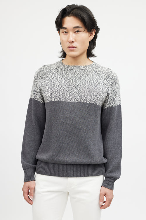 Brunello Cucinelli Grey 
White Knit Sweater